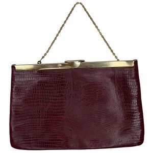 Vintage Etra Lizard Print Genuine Leather Clutch Purse